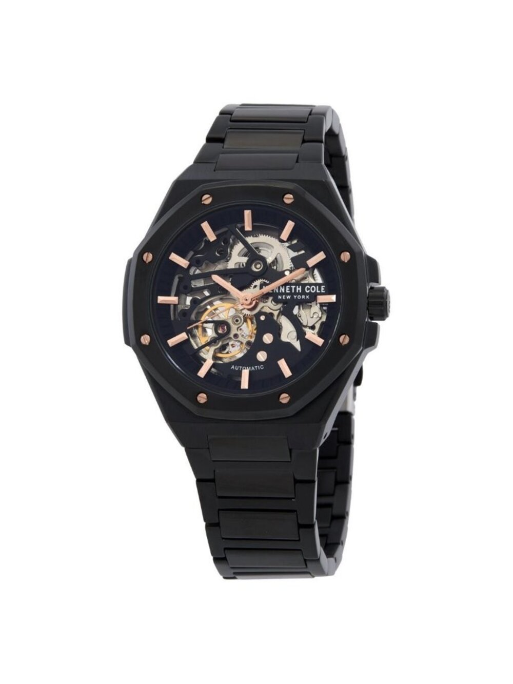 NWT Kenneth Cole New York Automatic Skeleton Octagonal Men's Watch